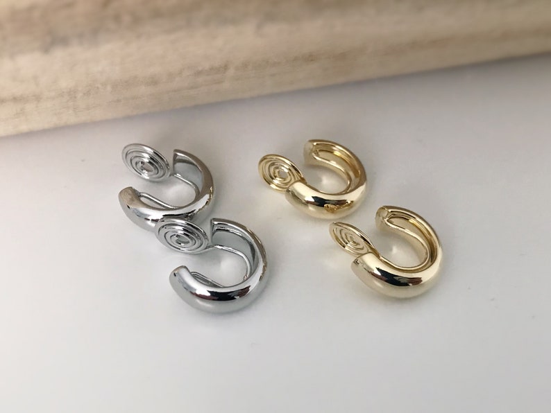 PAINLESS CLIPS U spiral earrings Small circle gold / silver color. Comfortable Ear Clips Delicate Earrings image 4