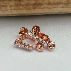 Convertisseurs Clips Barre Zircon couleurArgent/ Or/ Or rose Convertisseurs convertir boucle doreille à Clip Or rose