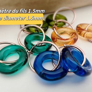 2 IN 1 Creole Clips 20mm Rose Gold Circle Olive Green / Peacock Green / Blue / Orange. Ear clips Rose gold rings wire diameter 1.5mm