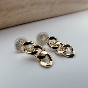 SANS DOULEUR Boucles d'oreilles CLIPS U spirale chaîne épaisse couleur or / argent. Clips d'oreilles confortable Boucles Délicates image 9