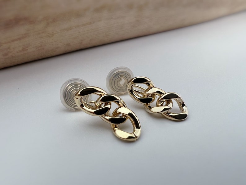 SANS DOULEUR Boucles d'oreilles CLIPS U spirale chaîne épaisse couleur or / argent. Clips d'oreilles confortable Boucles Délicates image 9