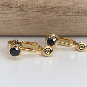 Converters Clips gold color with Transparent / Black zircon, Converters convert earring to Clip zircon noir