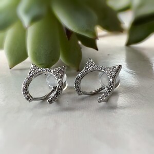 PAINLESS CLIPS U Cat zircon silver earrings. Comfortable Ear Clips Delicate Earrings image 6