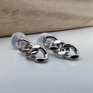 SANS DOULEUR Boucles d'oreilles CLIPS U spirale chaîne épaisse couleur or / argent. Clips d'oreilles confortable Boucles Délicates Argent