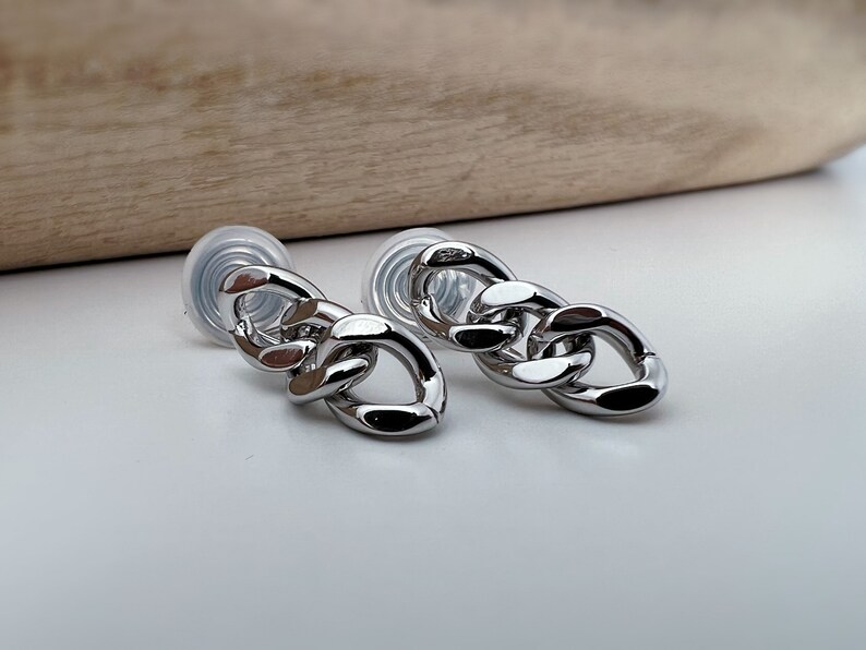 SANS DOULEUR Boucles d'oreilles CLIPS U spirale chaîne épaisse couleur or / argent. Clips d'oreilles confortable Boucles Délicates Argent