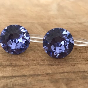 Onzichtbare CLIPS Oorbellen Ronde Kristal TANZANITE PureCrystal Kristallen Oor Clips Kleine Ronde PAARSE Kristal, Minimalistische Sieraden