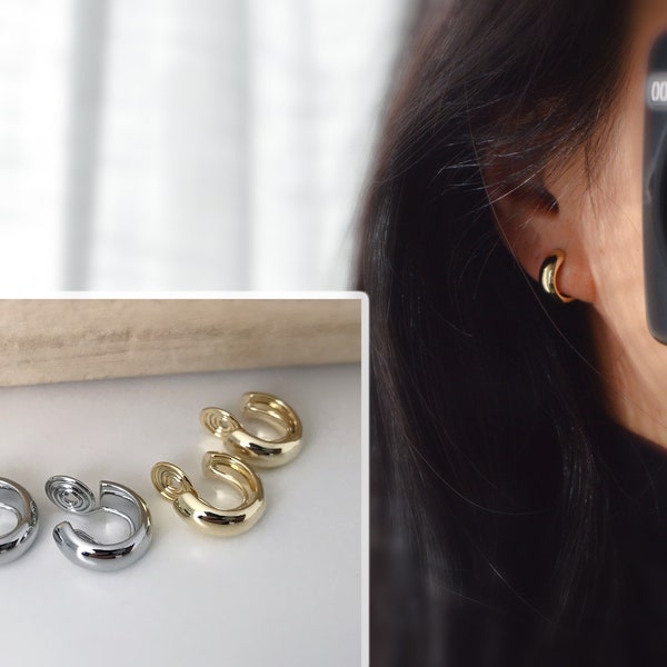 PAINLESS ! CLIPS U spiral earrings Small circle gold / silver color. Comfortable Ear Clips Delicate Earrings