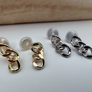 SANS DOULEUR Boucles d'oreilles CLIPS U spirale chaîne épaisse couleur or / argent. Clips d'oreilles confortable Boucles Délicates image 3