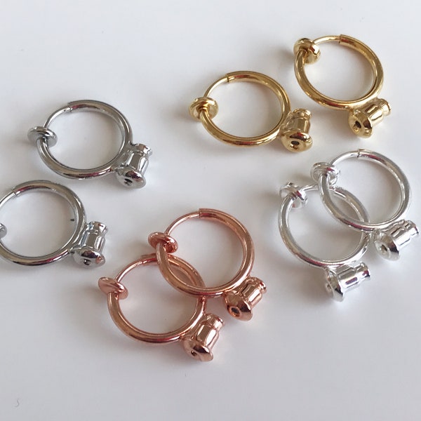 Converters Hoop Clips color Steel Silver Rose Gold Gold Adapters, Earring converters convert earring to Clip.