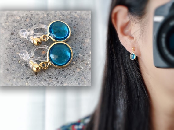 Light blue clip on earrings deals