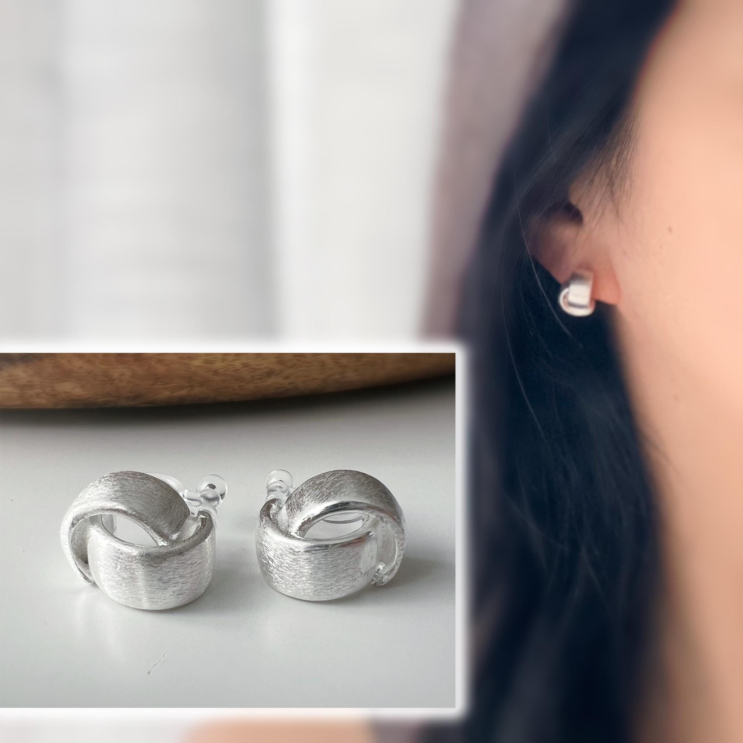 Orecchino a conchiglia, orecchino a polsino con striature in argento, orecchino da uomo, argento sterling, orecchino a cartilagine, orecchino non forato, piercing a conchiglia, 104J - Italia