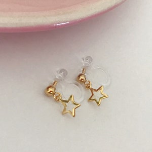 Mini Star Ear Clips Gold Color, CLIPS Earrings Invisible Delicate Comfortable image 4