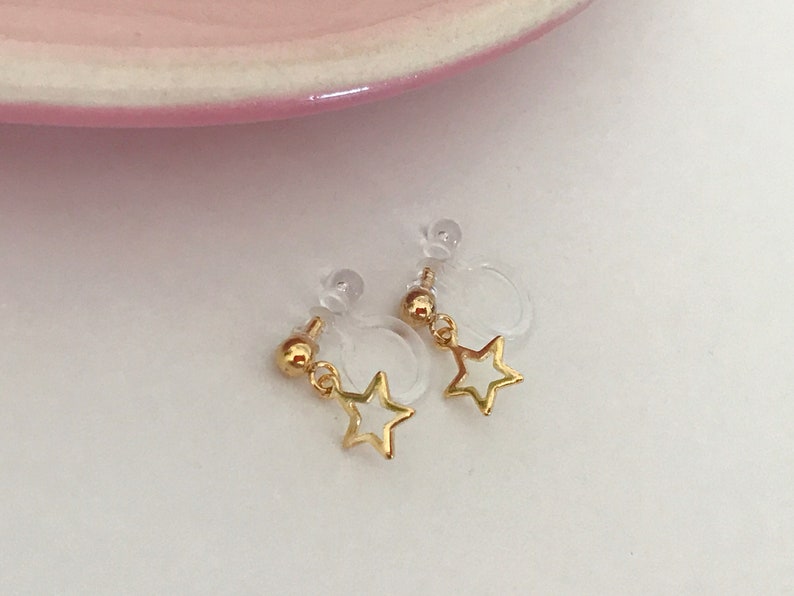 Mini Star Ear Clips Gold Color, CLIPS Earrings Invisible Delicate Comfortable image 4