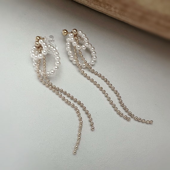 Long Pearl Drop Earring / Pearl Long Dangle Earring / Bridal Earrings