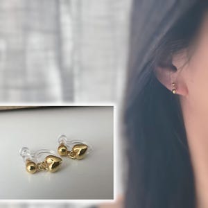 Mini Heart Clip-on Earrings Gold Color, Invisible Delicate Comfortable CLIPS Earrings