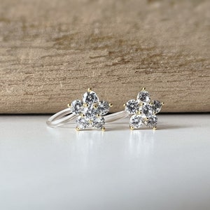 Mini invisible ear CLIPS, Mini Flower five petals Gold Zircon, Comfortable delicate minimalist clip earrings image 5