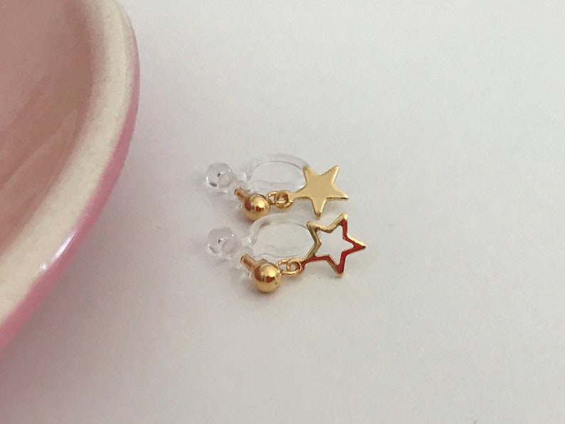 Mini Star Ear Clips Gold Color, CLIPS Earrings Invisible Delicate Comfortable image 7