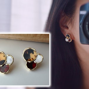 PAINLESS! White Caramel Leopard U Spiral Clip-on Earrings. Comfortable Clip-on Earrings Delicate Earrings