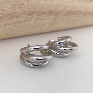 SANS DOULEUR Boucles d'oreilles CLIPS U spirale Triple cercles couleur Or / Argent. Clips d'oreilles confortable Boucles Délicates image 8