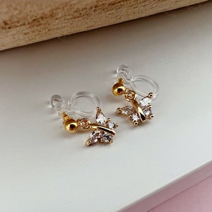 Mini zircon butterfly Clips Invisible gold color, Comfortable discreet delicate Clips. Christmas Gifts Ready to give image 3