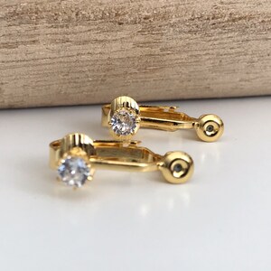 Converters Clips gold color with Transparent / Black zircon, Converters convert earring to Clip image 4