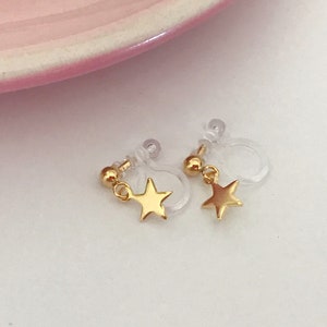 Mini Star Ear Clips Gold Color, CLIPS Earrings Invisible Delicate Comfortable Étoile