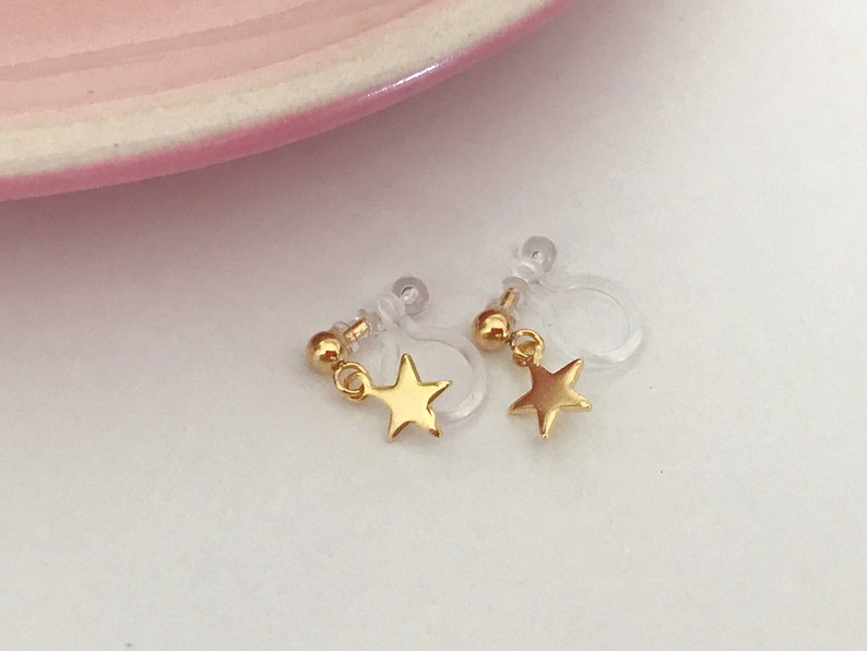 Mini Star Ear Clips Gold Color, CLIPS Earrings Invisible Delicate Comfortable Étoile