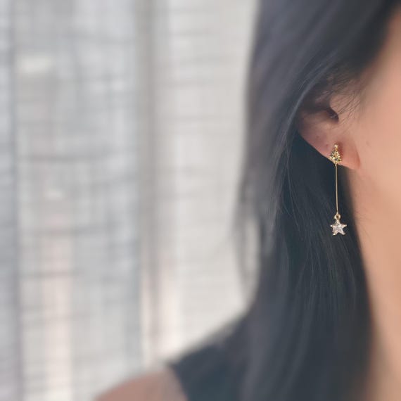 Boucles D'oreilles Clips Longues Pendantes - Perles Blanches & Bleu Marine - Alliage - Neuf Sans Emballage