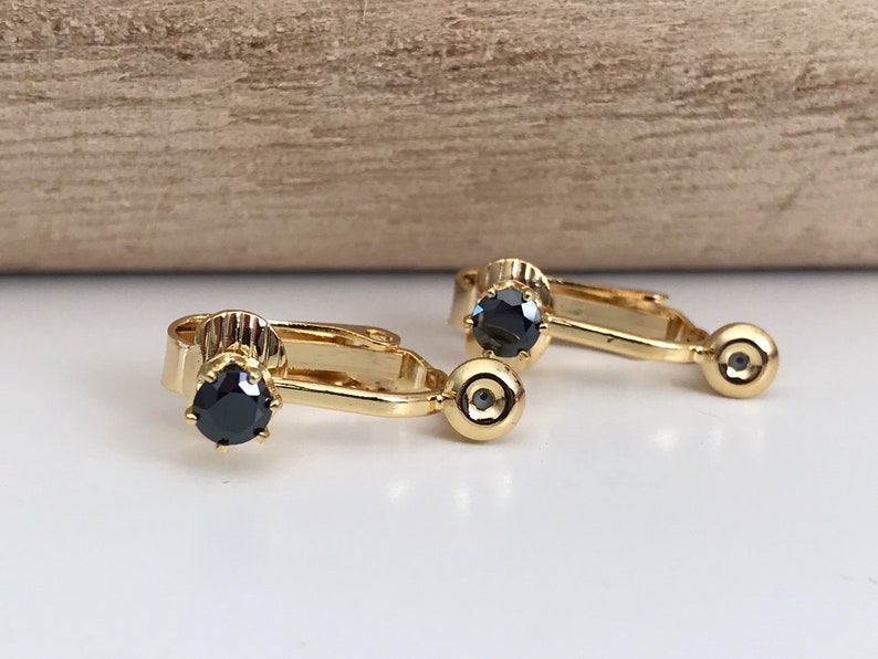 Converters Clips gold color with Transparent / Black zircon, Converters convert earring to Clip image 7