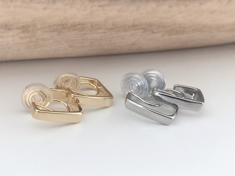 SANS DOULEUR Boucles d'oreilles CLIPS U spirale Rectangle couleur or. Clips d'oreilles confortable Boucles Délicates image 5