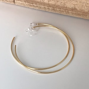 Large fine hoops. INVISIBLE Clip Earrings, Silver / Gold Hoops. Comfortable ear clips. image 8