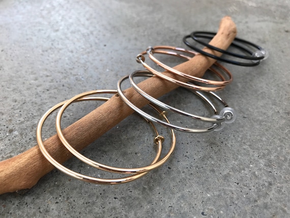 Orecchini a cerchio da 50 mm, orecchini a cerchio con clip in oro rosa, nero e argento, cerchi da 5 cm - Italia