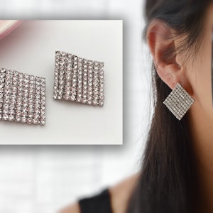 Ear clips Large Square mini zircon stone CLIPS Invisible comfortable