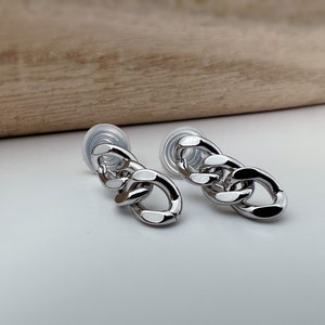 SANS DOULEUR Boucles d'oreilles CLIPS U spirale chaîne épaisse couleur or / argent. Clips d'oreilles confortable Boucles Délicates image 7