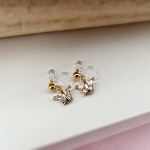 Mini zircon butterfly Clips Invisible gold color, Comfortable discreet delicate Clips. Christmas Gifts Ready to give image 6