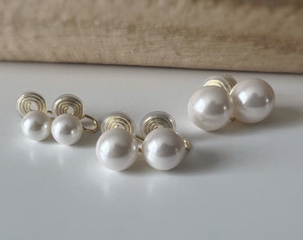 PAINLESS! CLIPS U spiral earrings White pearl 8mm /10mm /12mm gold plated. Comfortable ear clips.