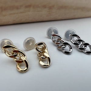 SANS DOULEUR Boucles d'oreilles CLIPS U spirale chaîne épaisse couleur or / argent. Clips d'oreilles confortable Boucles Délicates image 8