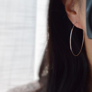 Large fine hoops. INVISIBLE Clip Earrings, Silver / Gold Hoops. Comfortable ear clips. image 2