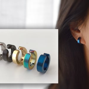 Rock-Ohrringe CLIPS CLAMP-Ringe Silber, Gold, Schwarz, Blau, Farbsinfonie, nicht durchbohrte Ohren. Täglicher Schmuck für Männer und Frauen Bild 1