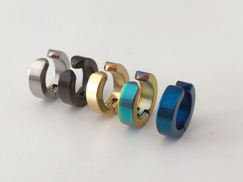 Rock Earrings CLIPS CLAMP rings Silver, Gold, Black, Blue, Color symphony Non Pierced Ears. Daily Jewelry Men Women image 8