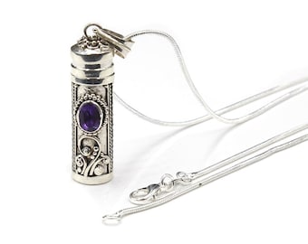 Sterling Silver Bottle Pendant Necklace, Perfume Bottle, Perfume Container, Cremation Ash Bottle, Bottle Necklace, Bali Perfume Bottle