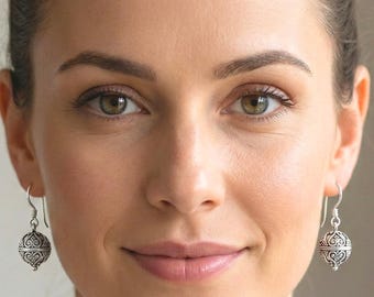 Sterling Silver Earrings, Dangle Earrings, Silver Bead Drop Earrings, Bali Bead Earrings