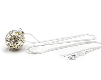 Boule de l&#39;harmonie, collier boule de l&#39;harmonie de Bali en argent sterling, boule carillon, appel aux anges, collier bola, cadeau de baby shower, cadeau de grossesse, bola