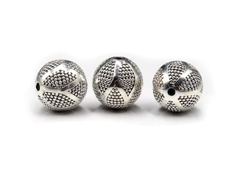 Tres cuentas Bali de plata de ley de 12 mm, cuentas de plata de 12 mm, cuentas de plata de ley, cuentas Bali de plata, cuentas Bali de 12 mm, cuentas de plata de ley