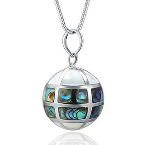 Sterling Silber Abalone Harmony Ball, Bola Halskette, Glockenspiel Anhänger Halskette, Baby-Dusche-Geschenk, Perlmutt Anhänger