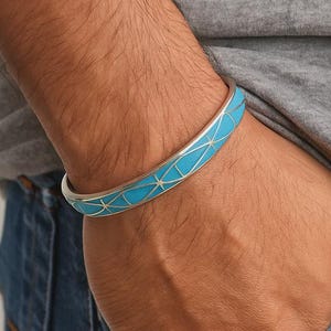 Turquoise and Sterling Silver Cuff Bracelet, Silver Cuff Bracelet, Turquoise Inlay Cuff Bracelet, Cuff Bracelet, Turquoise Cuff Bracelet