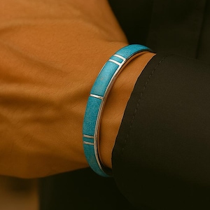 Turquoise and Sterling Silver Cuff Bracelet, Unisex Turquoise Bracelet, Sterling Silver Cuff Bracelet, Cuff Bracelet Men