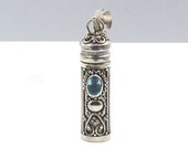 Sterling Silver Perfume Bottle Necklace, Silver Bottle Pendant, Ash Container, Oil Vial Necklace, Perfume Container, Sterling Silver Vial
