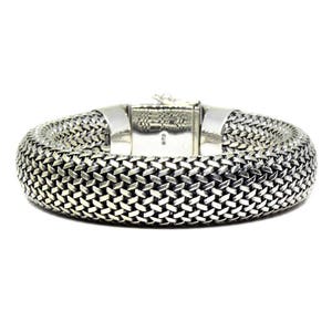 Solid Sterling Silver Weave Chain Bracelet, Heavy Duty Sterling Silver Bali Bracelet, 17mm Sterling Silver Bali Bracelet, Bali Bracelet