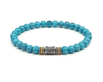 Men's Bracelet, Turquoise and Sterling Silver Bracelet, Bracelet Man, Men's Turquoise Bracelet, Bead Bracelet Man, Bracelets for Men